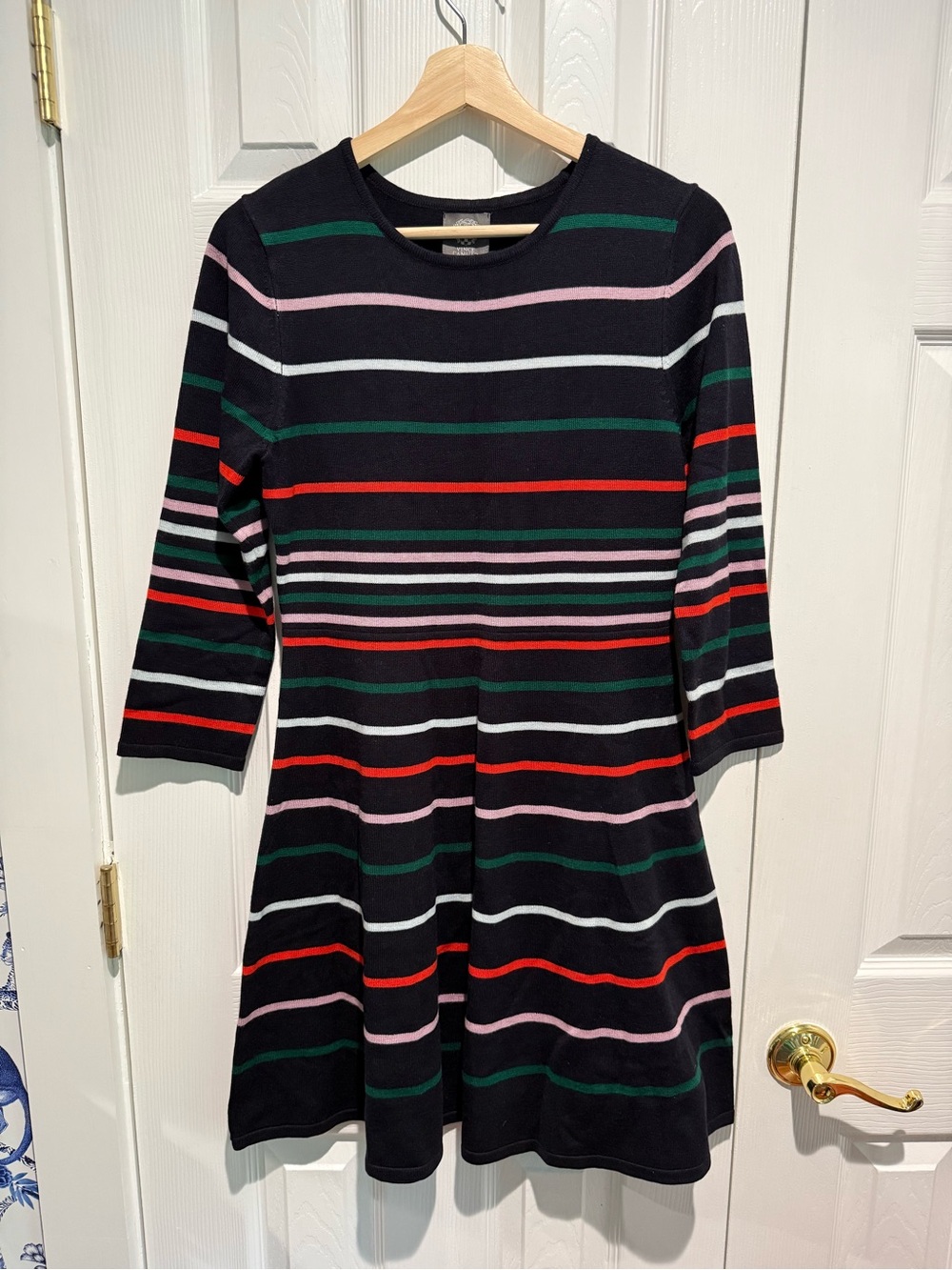 Vince Camuto Black Multi-Stripe Midi Dress